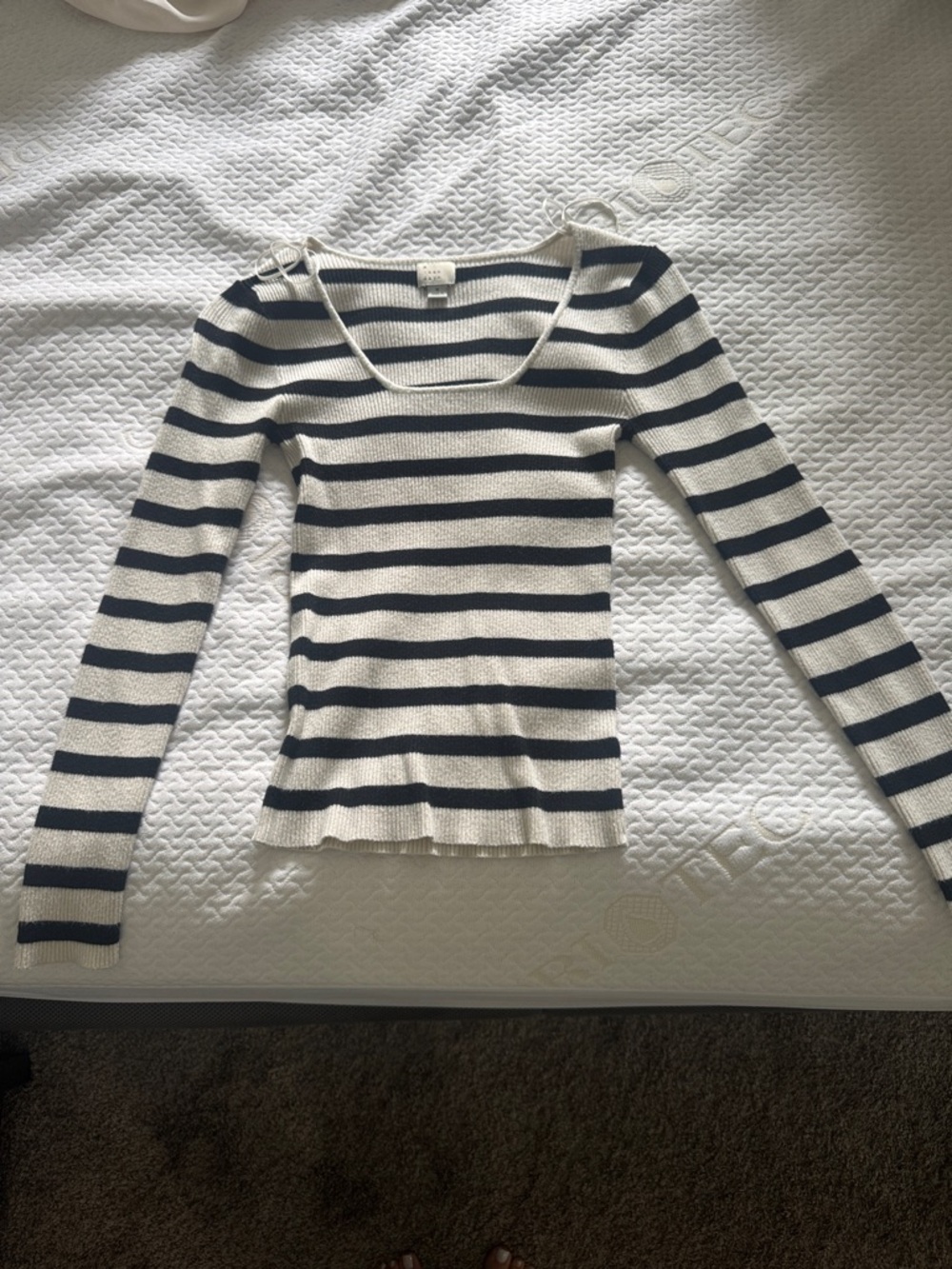 a new day Black & Cream Striped Square-Neck Sweater